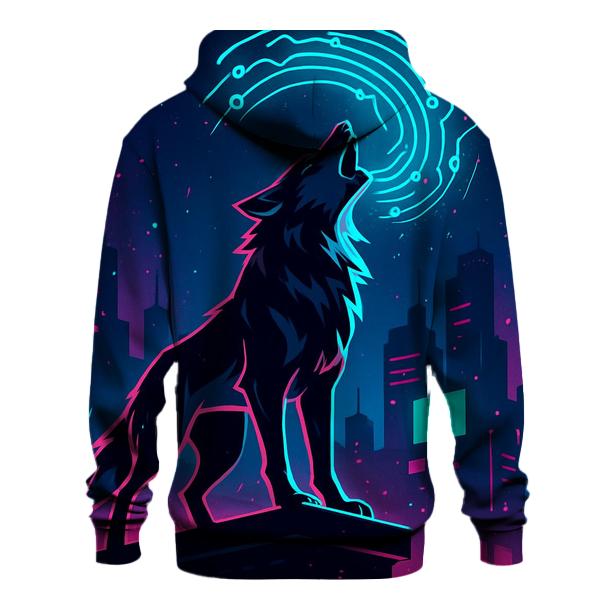 Neon Circuit Howl Wolf graphic hoodies