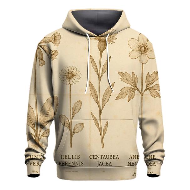 Sepia Botanical Field Guide Plate zip-up hoodies