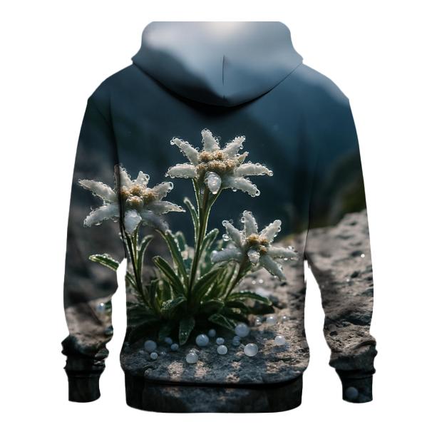High Alpine Edelweiss After A Sudden Hailburst embroidered hoodies