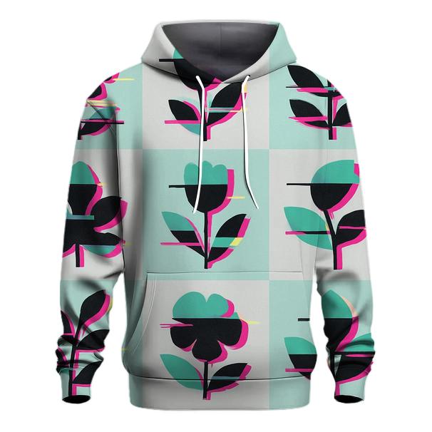Retro Glitch Botanical Grid hoodie designs