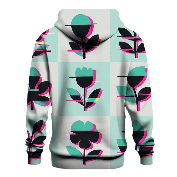 Retro Glitch Botanical Grid hoodie designs