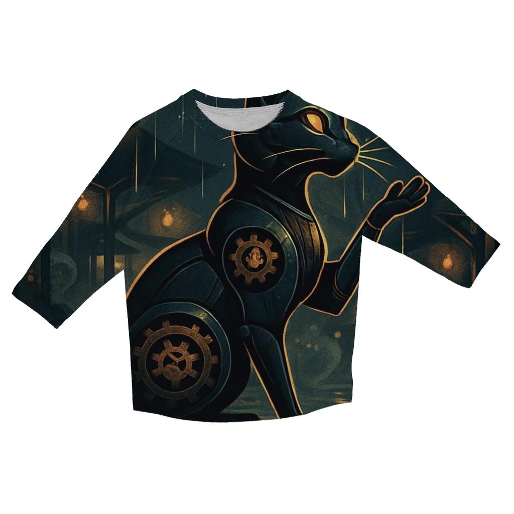 Clockwork Lantern Cat In The Rain Bazaar printed three quarter sleeve shirts