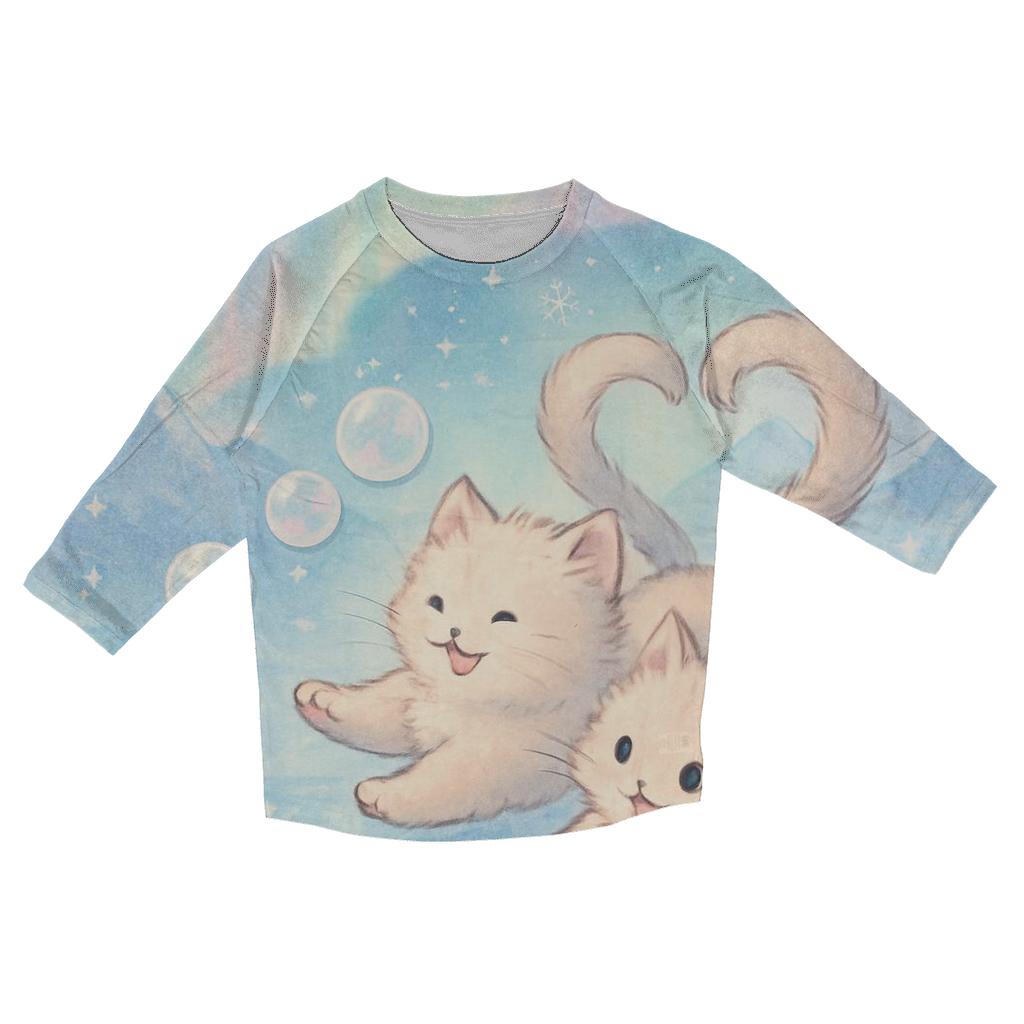 Aurora Bubble Kittens On A Floating Ice Mirror custom 3/4 sleeve shirts