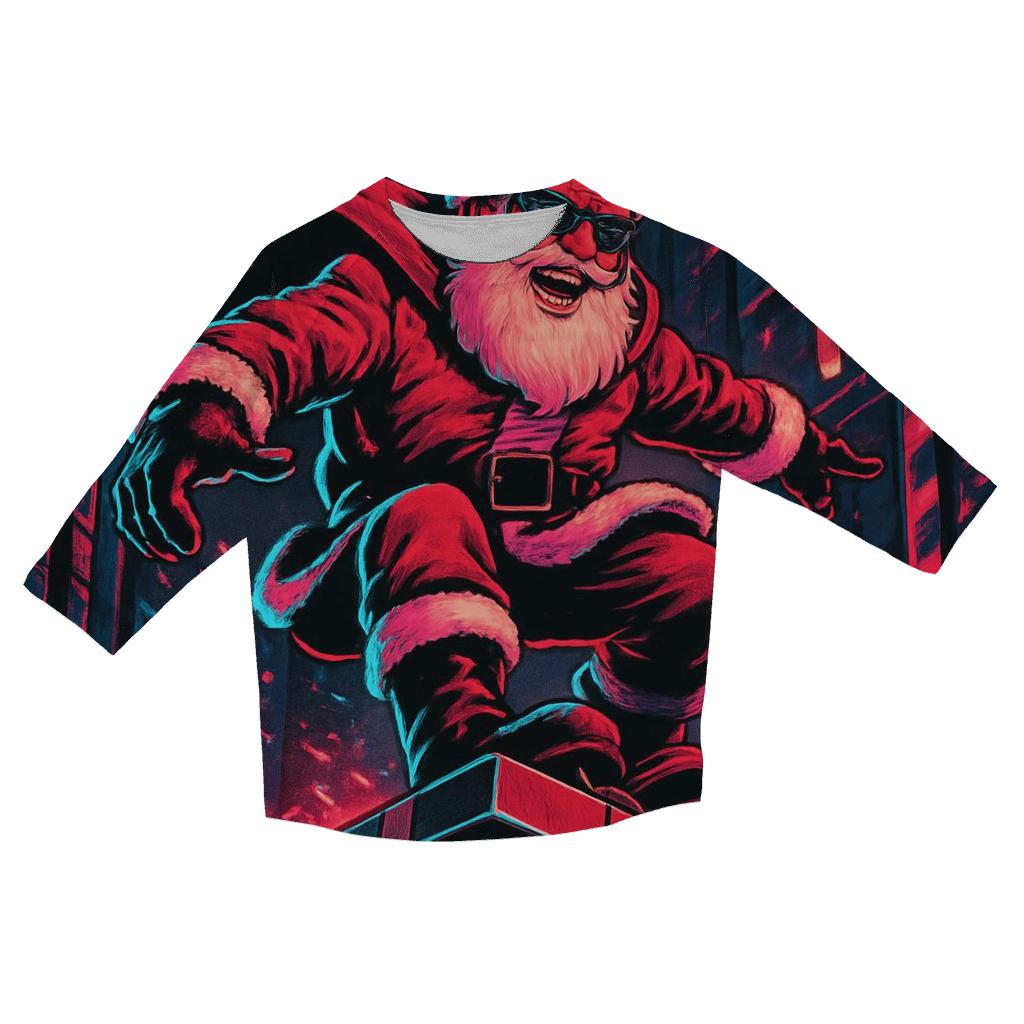 Neon Streetwear Santa Snowboard Rush casual three quarter sleeve shirts