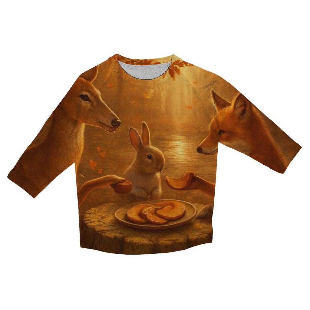 Woodland Feast Under The Amber Canopy fashion 3/4 sleeve shirts