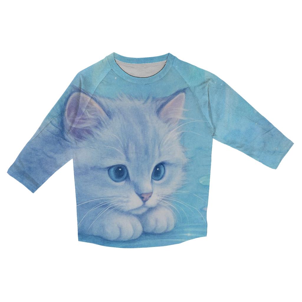 Crystal Pond Stargazer Kitten printed three quarter sleeve shirts