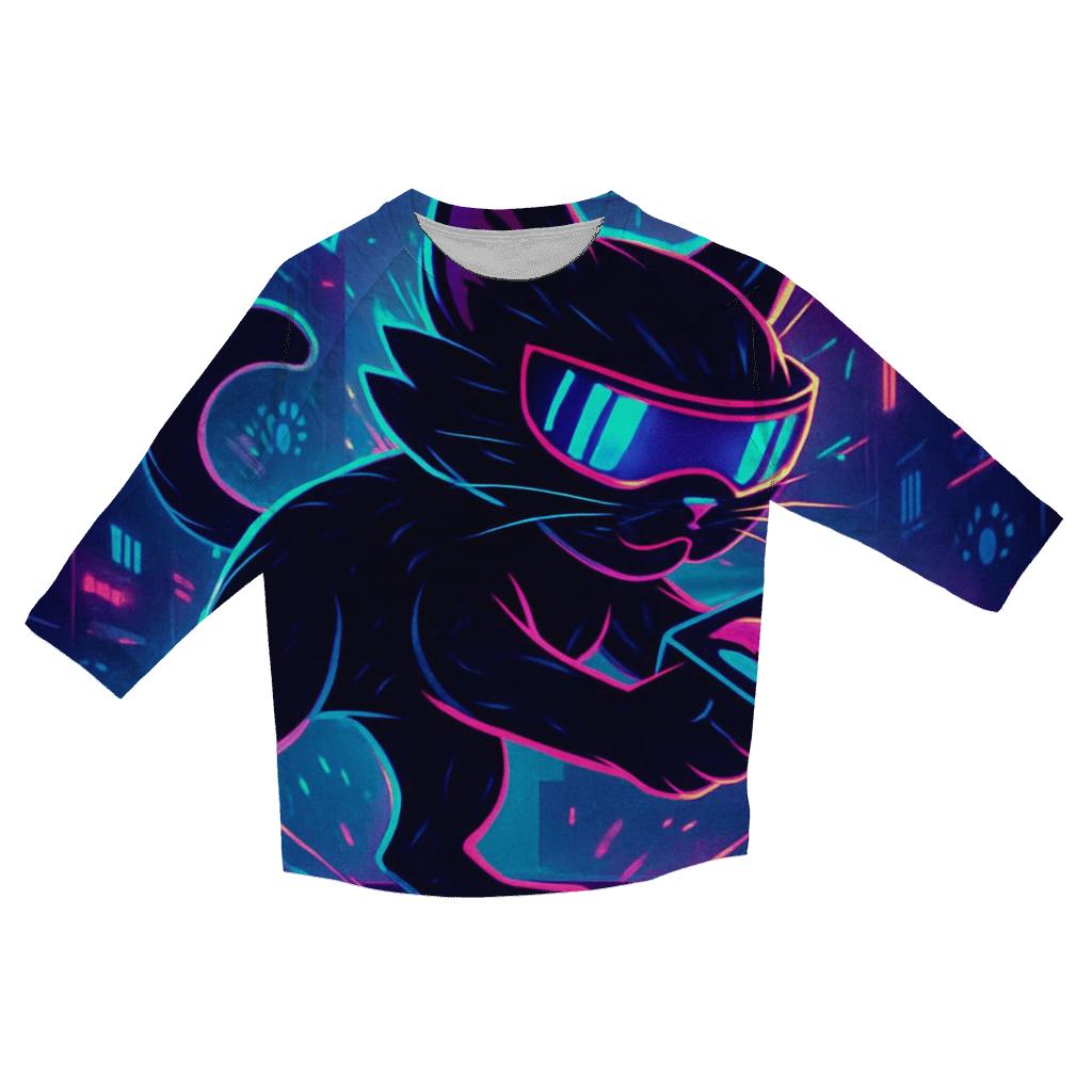 Neon Alley Sushi Runner Cat cotton quarter sleeve shirts
