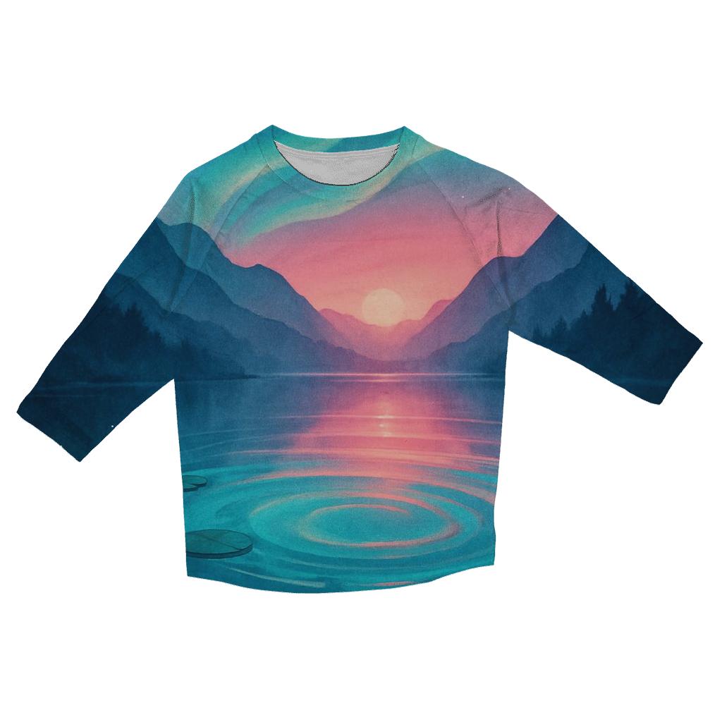 Aurora Lagoon Sunset Bloom trendy 3/4 sleeve tops