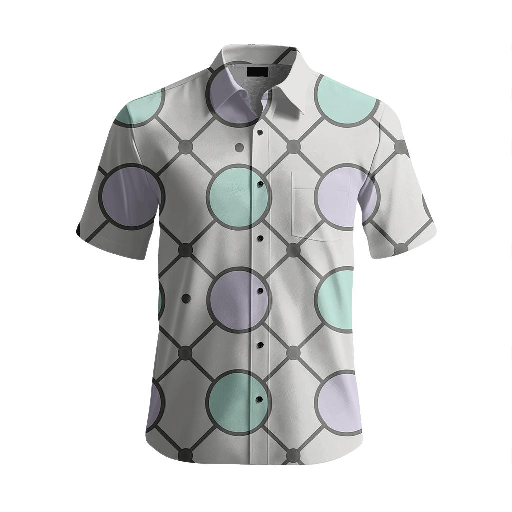 Orbiting Moons Geometric Trellis embroidered logo shirts