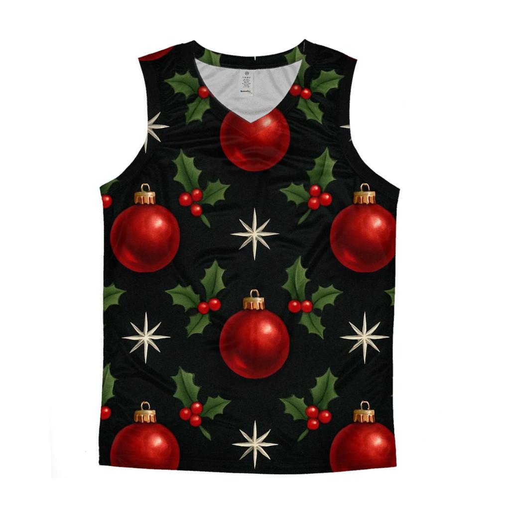 Crimson Ornament Lattice On Midnight Black Background sports performance tank tops