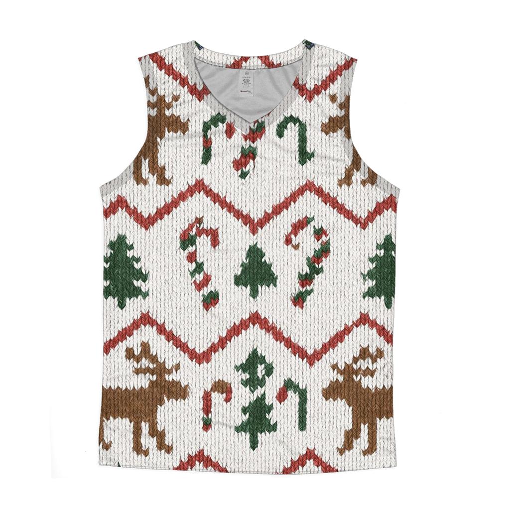 Nordic Reindeer Chevron On Snow White Background stylish racerback tanks