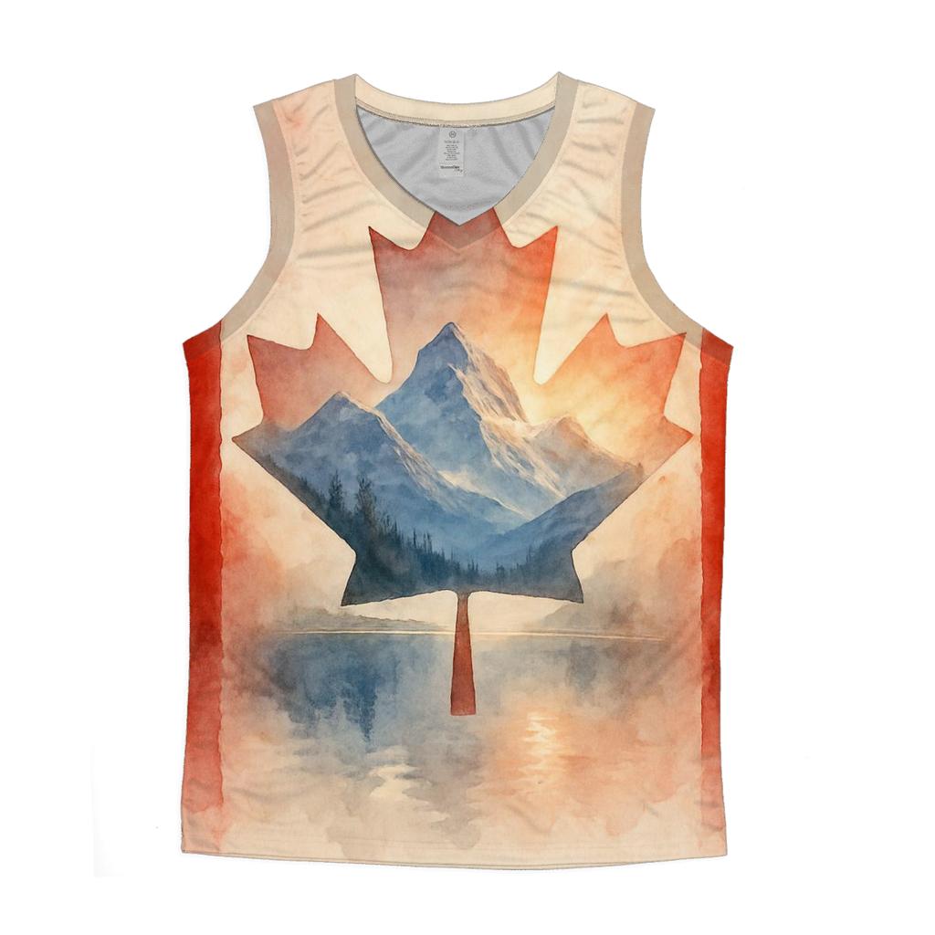 Canada Watercolor Mountain Double Exposure personalized athletic tanks