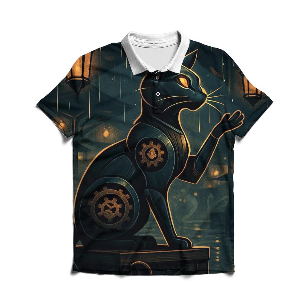 Clockwork Lantern Cat In The Rain Bazaar casual sports polo shirts