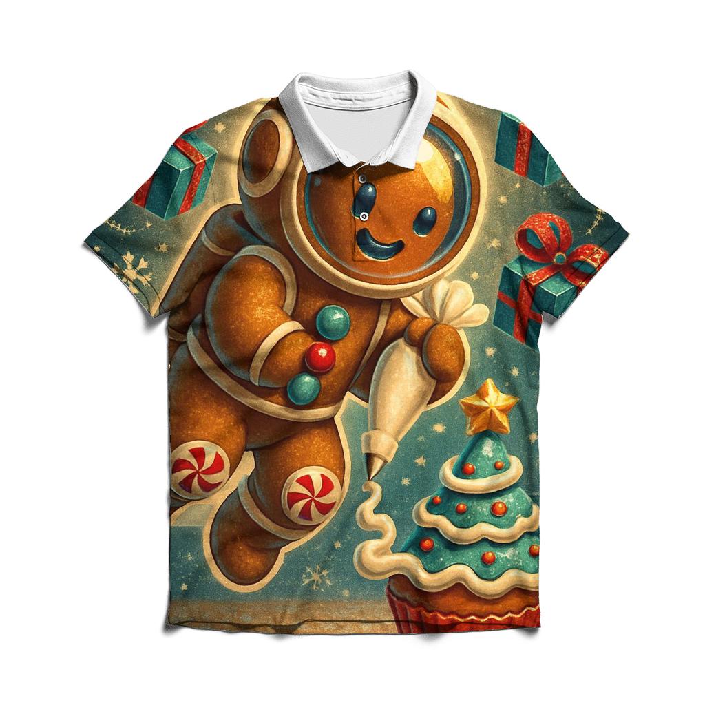Gingerbread Astronaut Bake Off designer slim fit polos