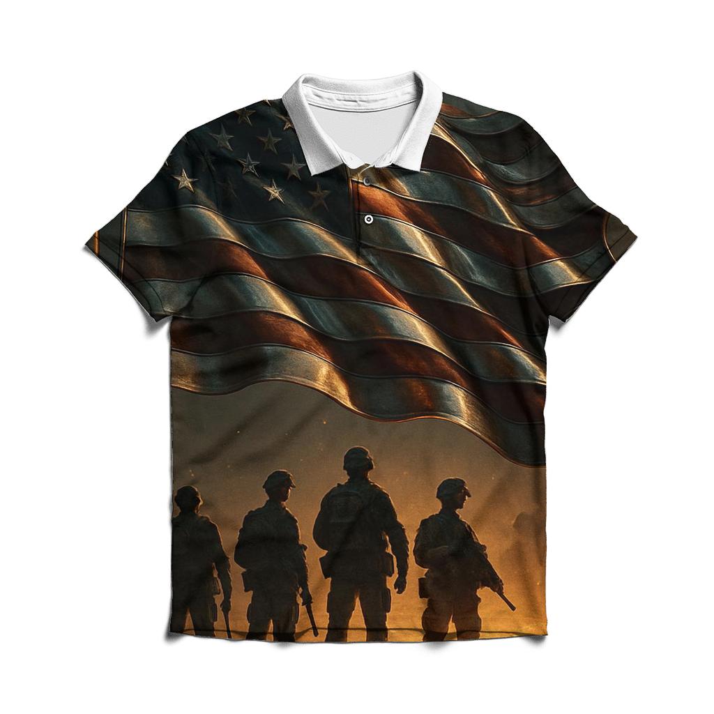 Forged Stars On A Battlefield Wind custom polo shirts