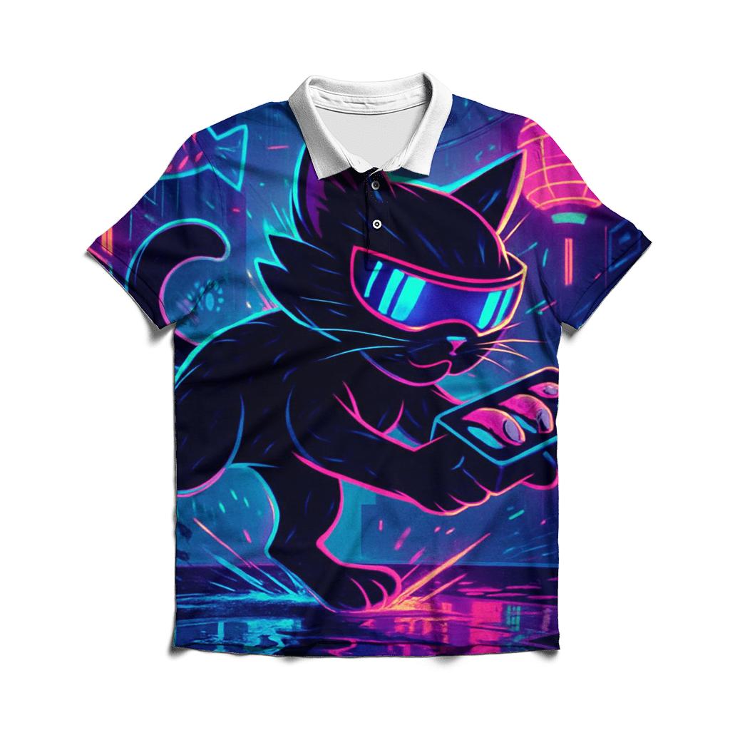 Neon Alley Sushi Runner Cat stylish collar polo tees