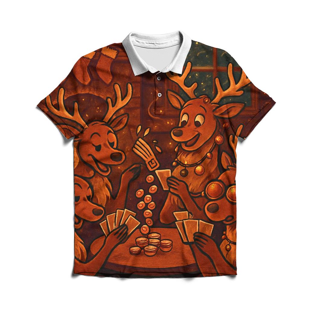 Reindeer Card Game Cabin Chaos casual sports polo shirts