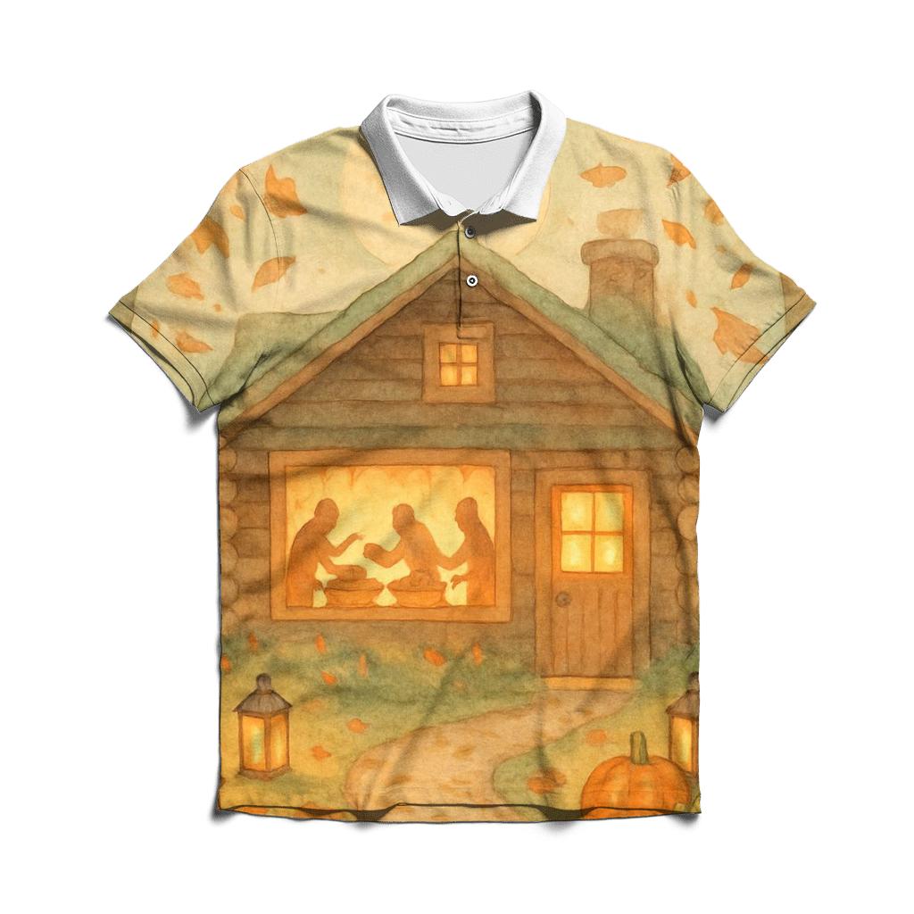 Quilted Harvest Moon Cabin premium cotton polo shirts