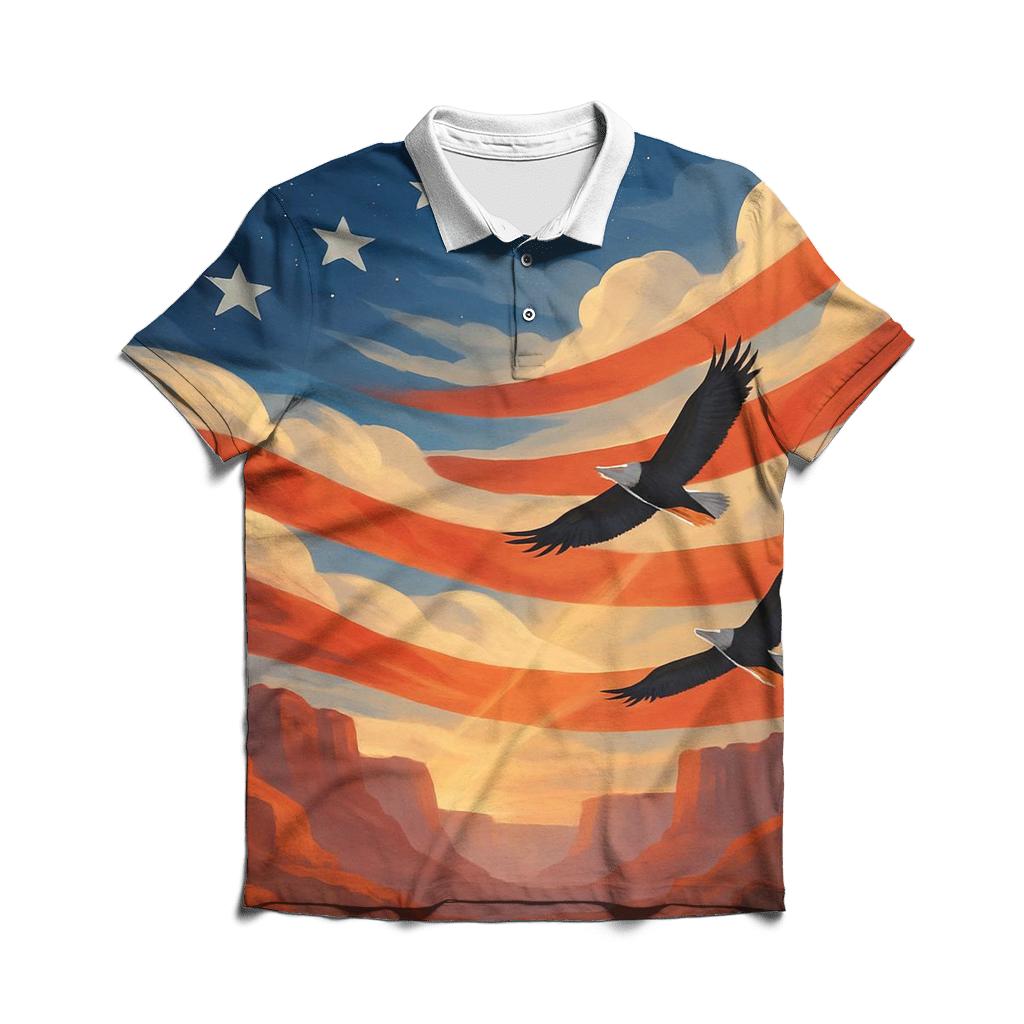 Skyborne Stripes Through Canyon Clouds premium cotton polo shirts