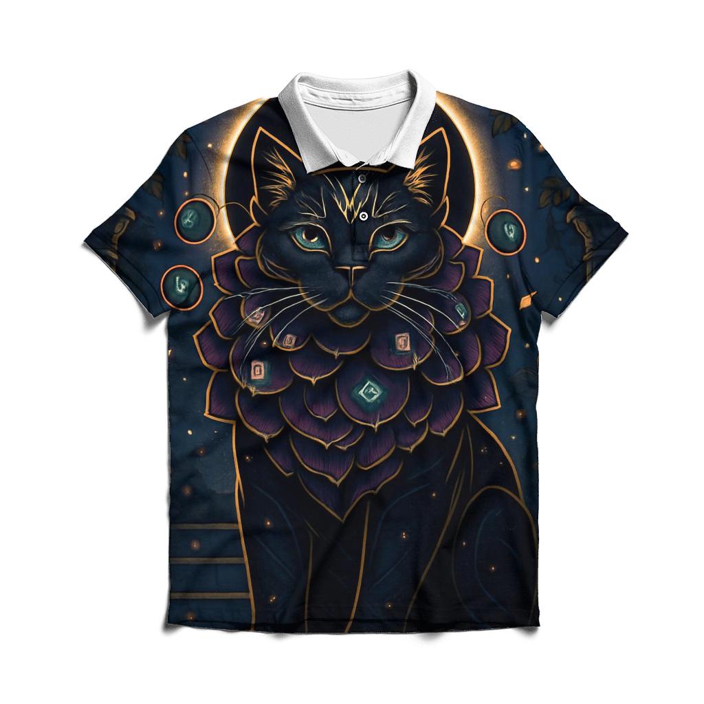 Garden Eclipse Guardian Cat With Rune Petals custom polo shirts