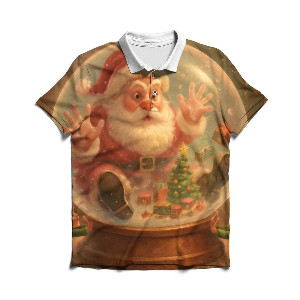 Santa Stuck In A Snow Globe Workshop custom polo shirts