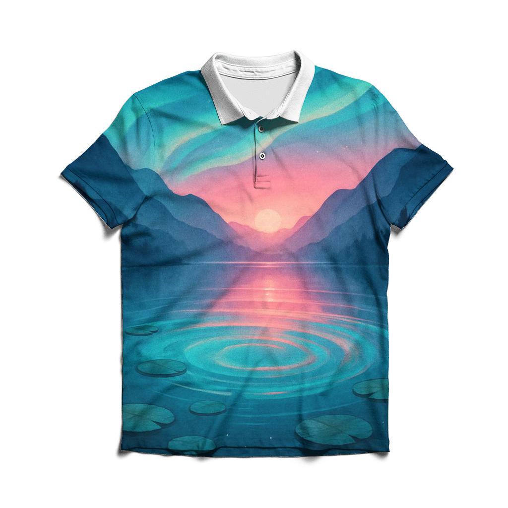 Aurora Lagoon Sunset Bloom classic pique polos