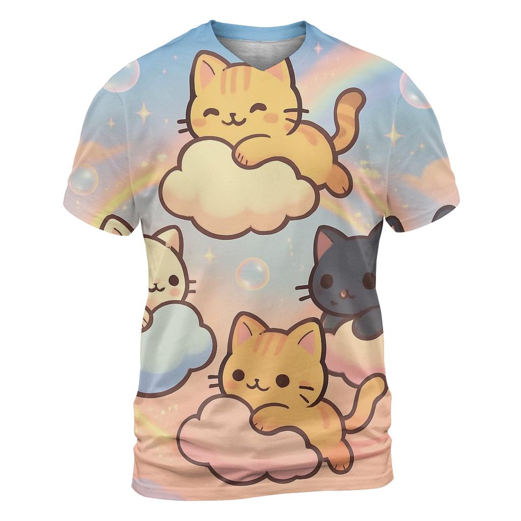 Cloud Carousel Kittens vibrant all-over design tees