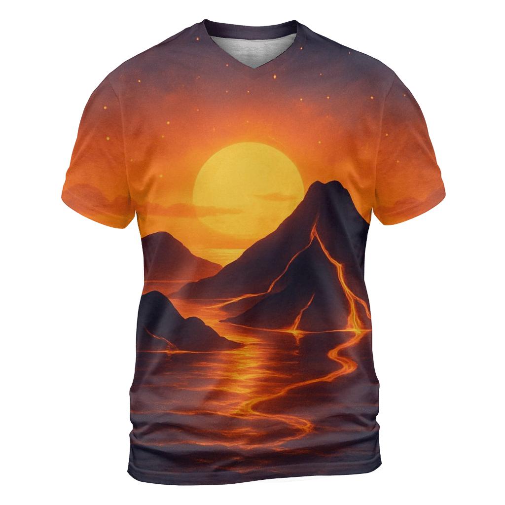 Ember Archipelago Drift artistic all-over print tops