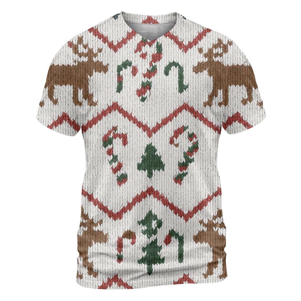 Nordic Reindeer Chevron On Snow White Background personalized full print shirts