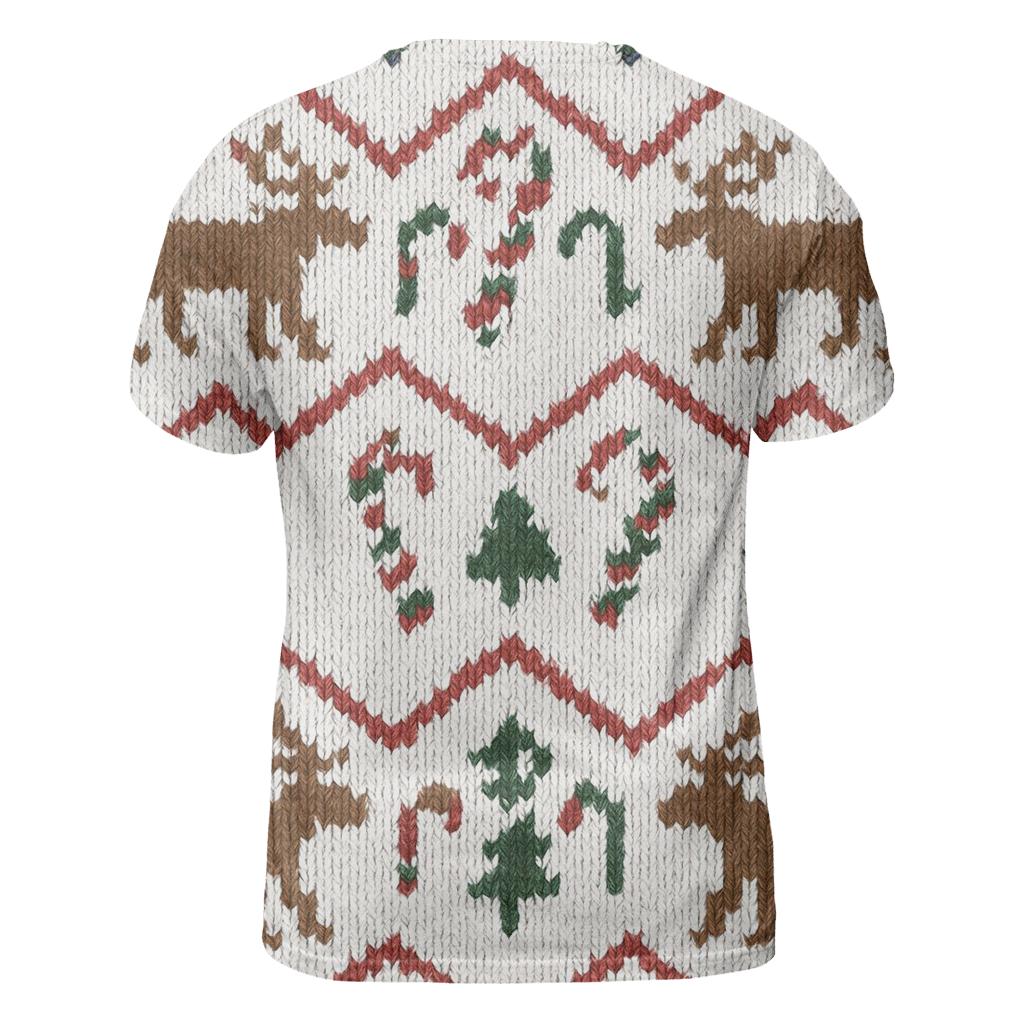 Nordic Reindeer Chevron On Snow White Background personalized full print shirts