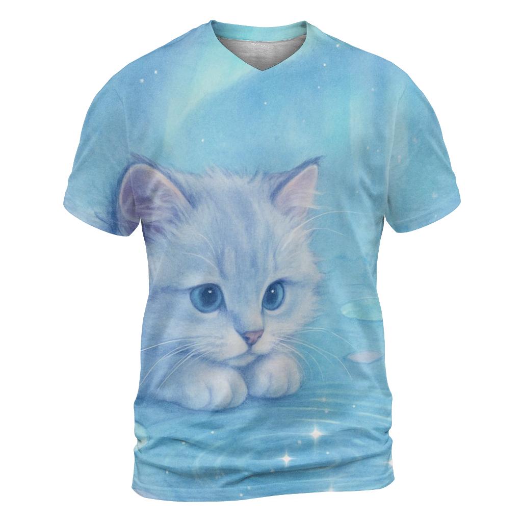 Crystal Pond Stargazer Kitten creative print fashion shirts