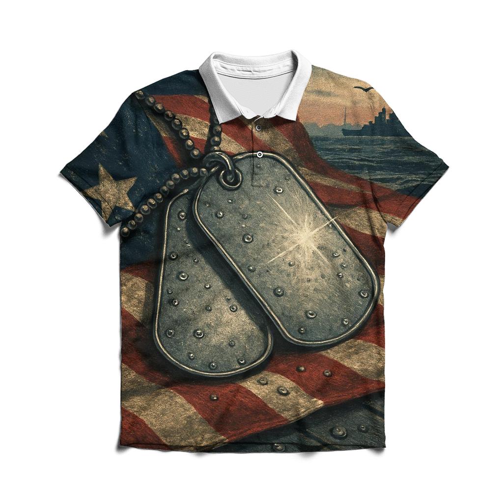 Dog Tags In The Harbor Of Freedom stylish collar polo tees