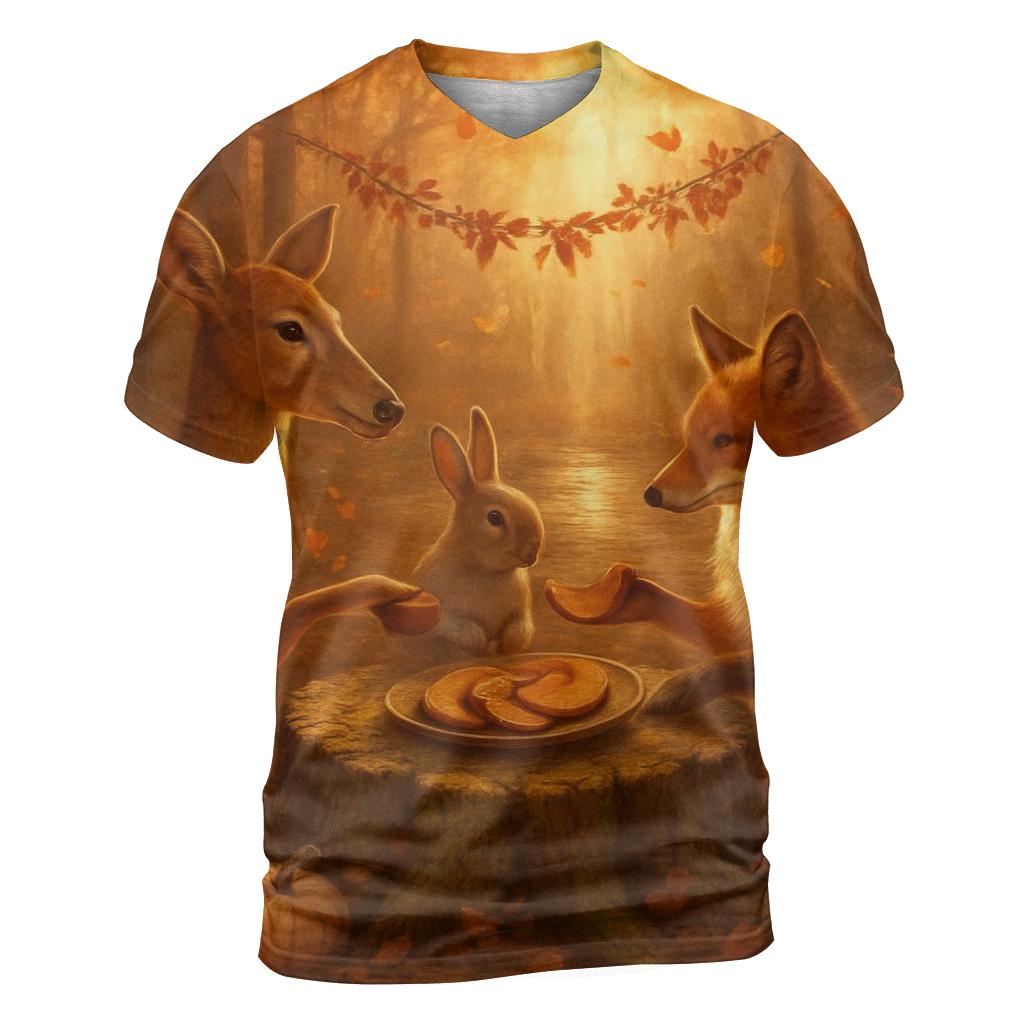 Woodland Feast Under The Amber Canopy trendy printed shirt styles
