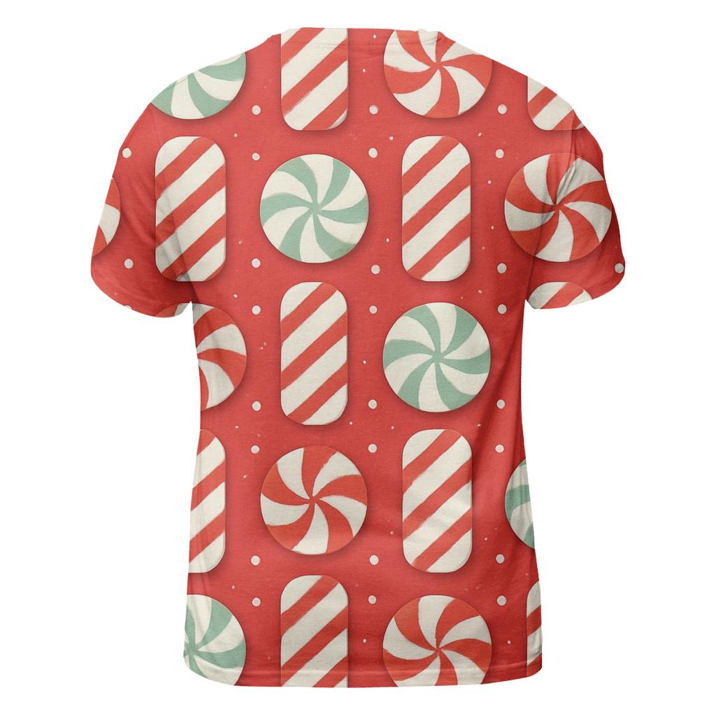 Candy Cane Stripe Grid With Snow Dot Texture On Peppermint Red Background designer pattern shirts