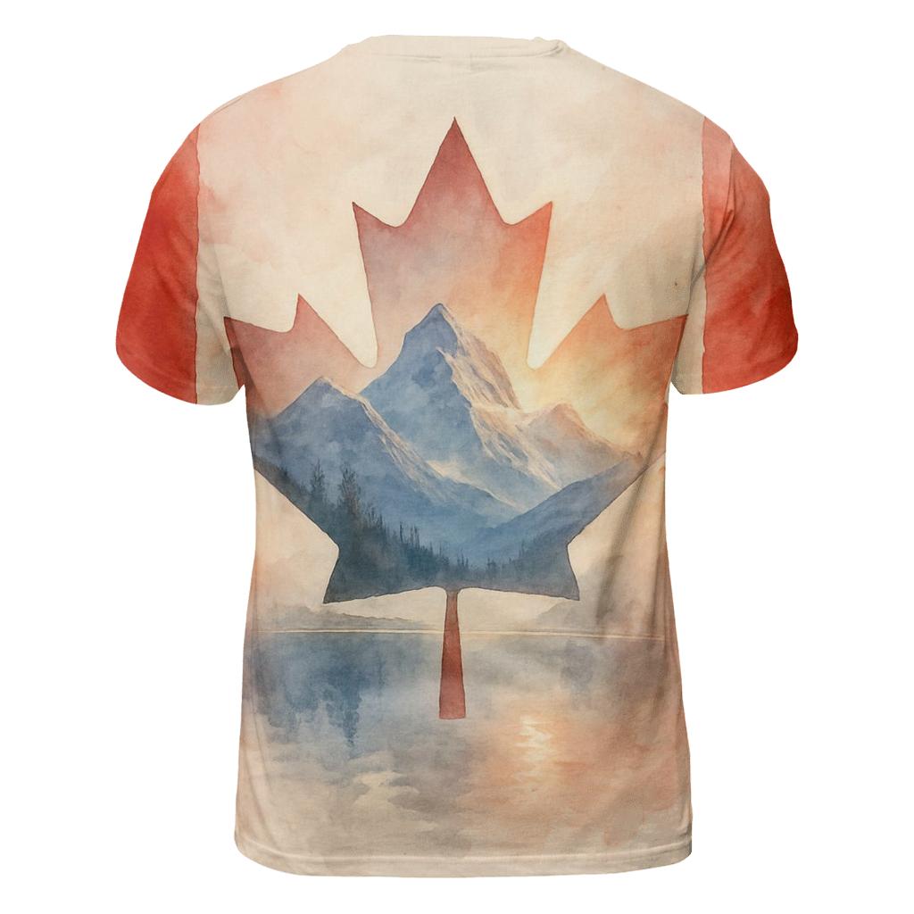 Canada Watercolor Mountain Double Exposure custom all-over print shirts