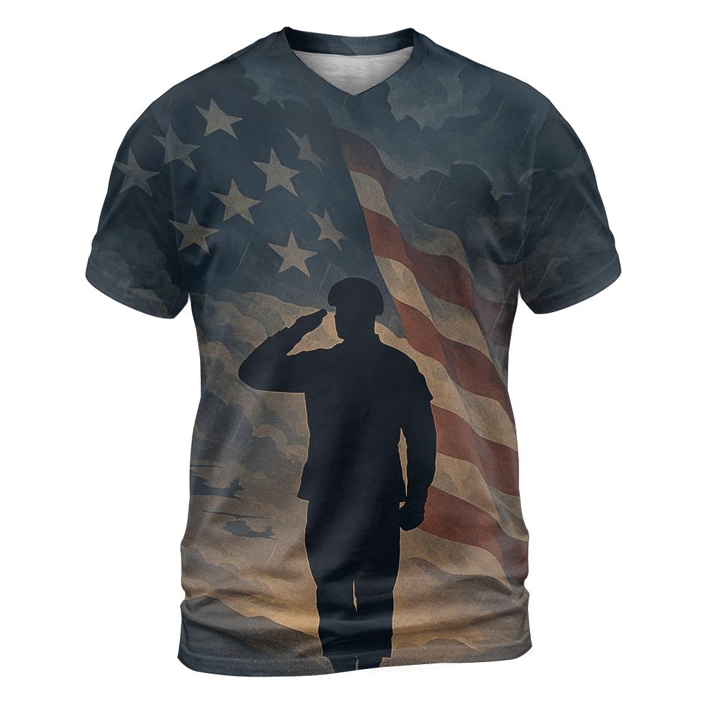 Dawn Salute Through Stormlit Stripes artistic all-over print tops