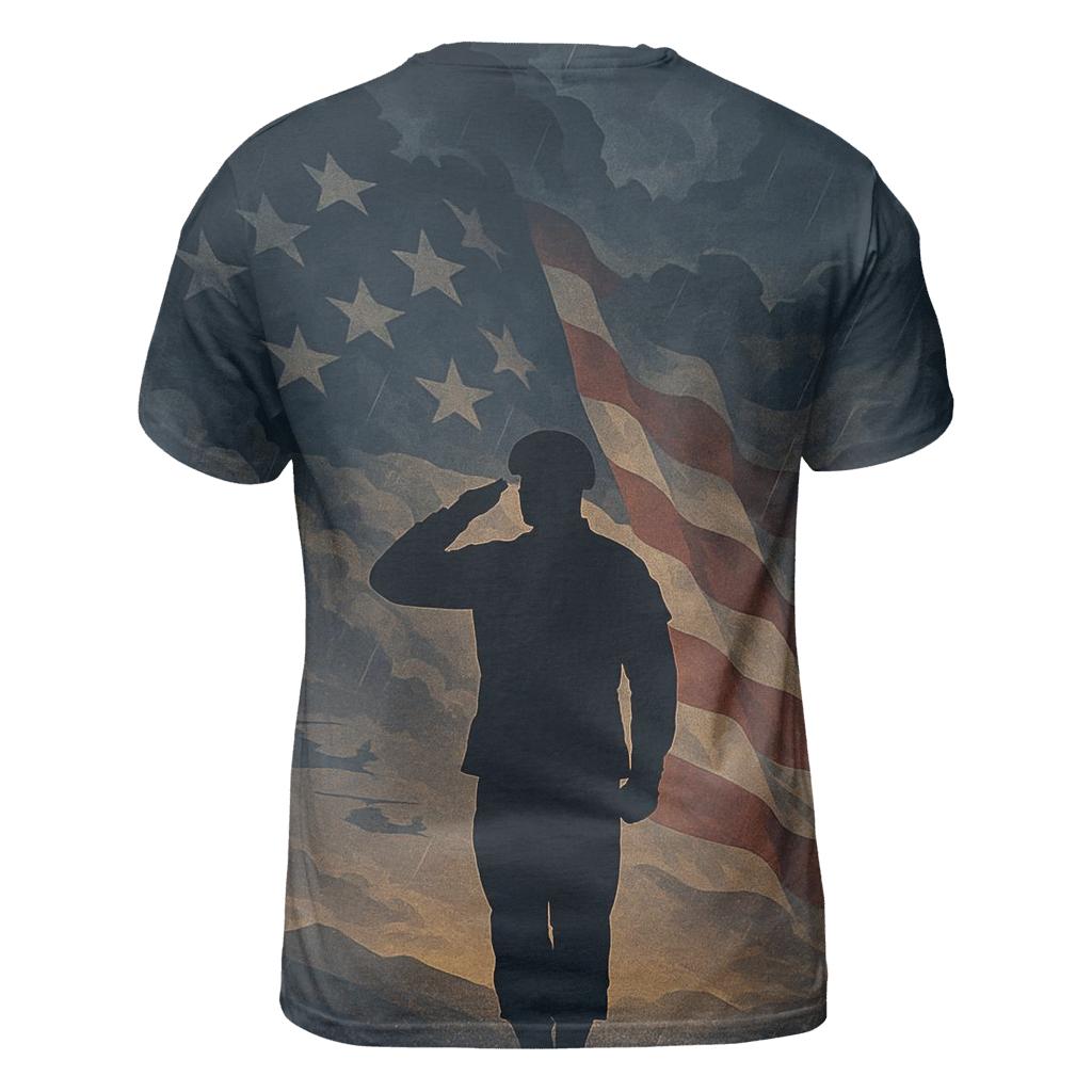 Dawn Salute Through Stormlit Stripes artistic all-over print tops