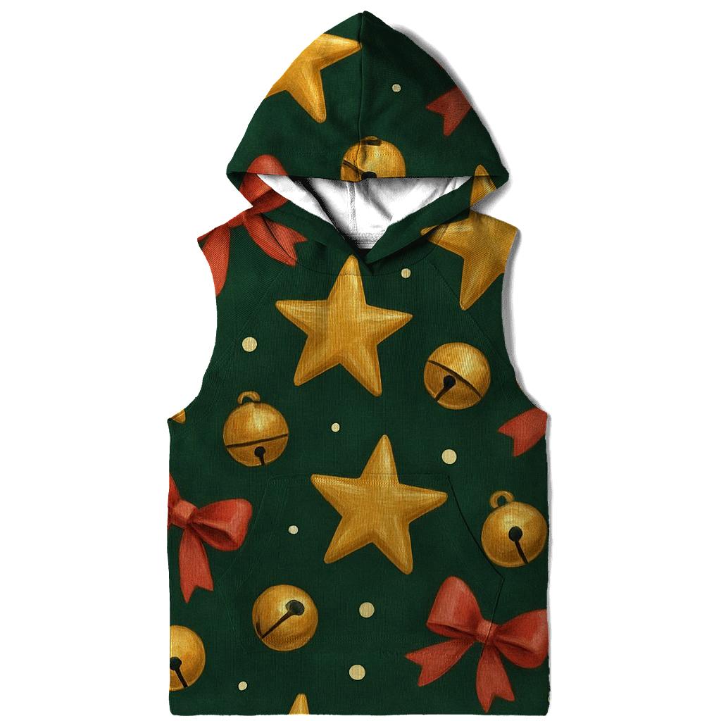 Gold Star And Bell Scatter On Deep Evergreen Background hoodies fashion