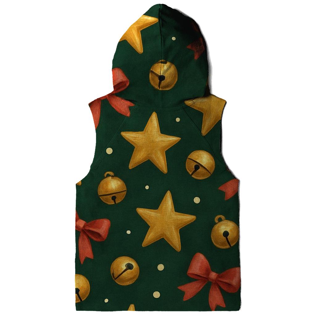 Gold Star And Bell Scatter On Deep Evergreen Background hoodies fashion