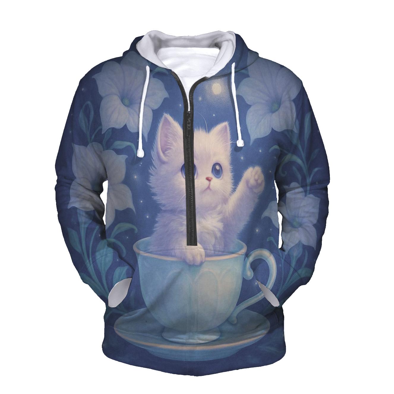 Moonlit Teacup Kitten Garden premium hoodies