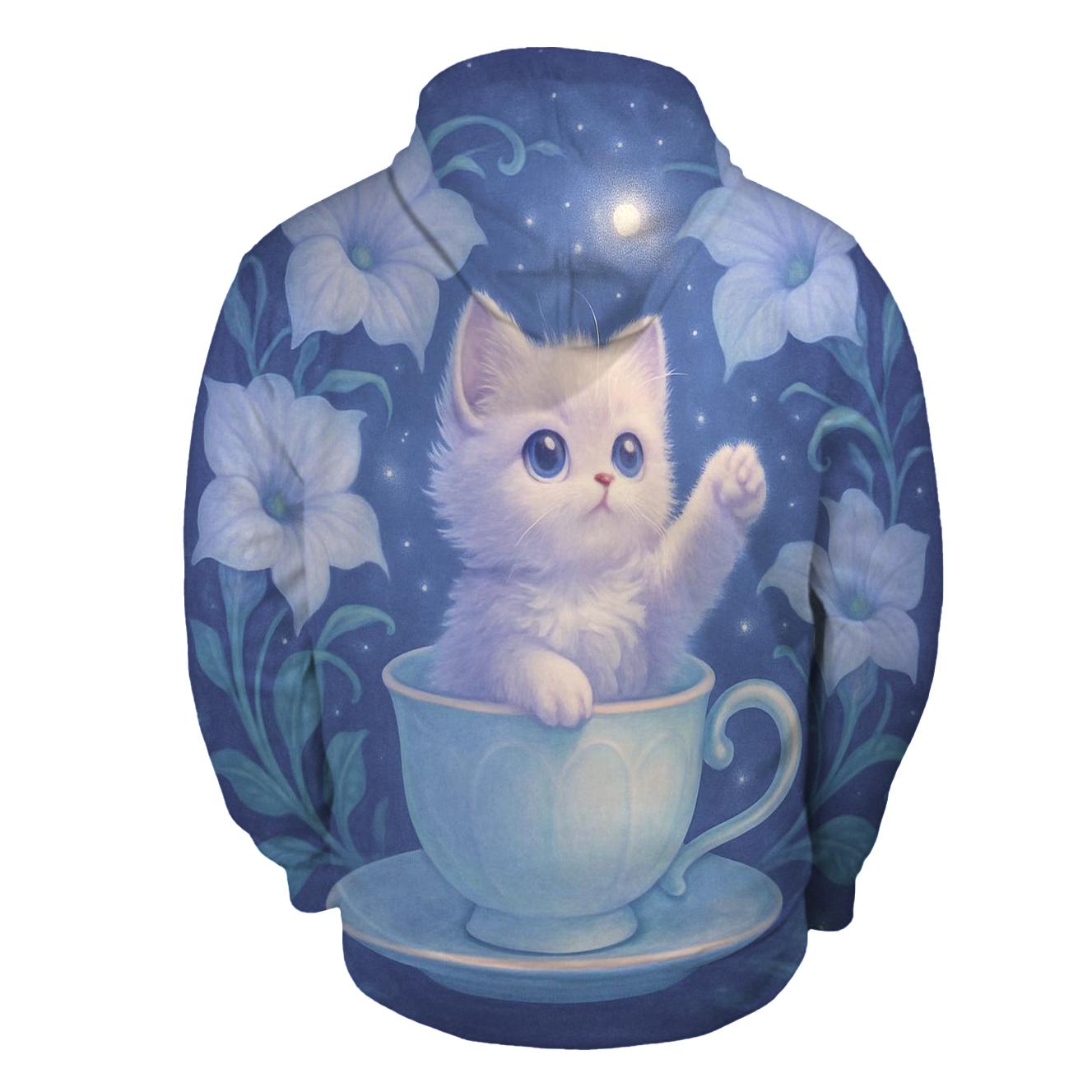 Moonlit Teacup Kitten Garden premium hoodies