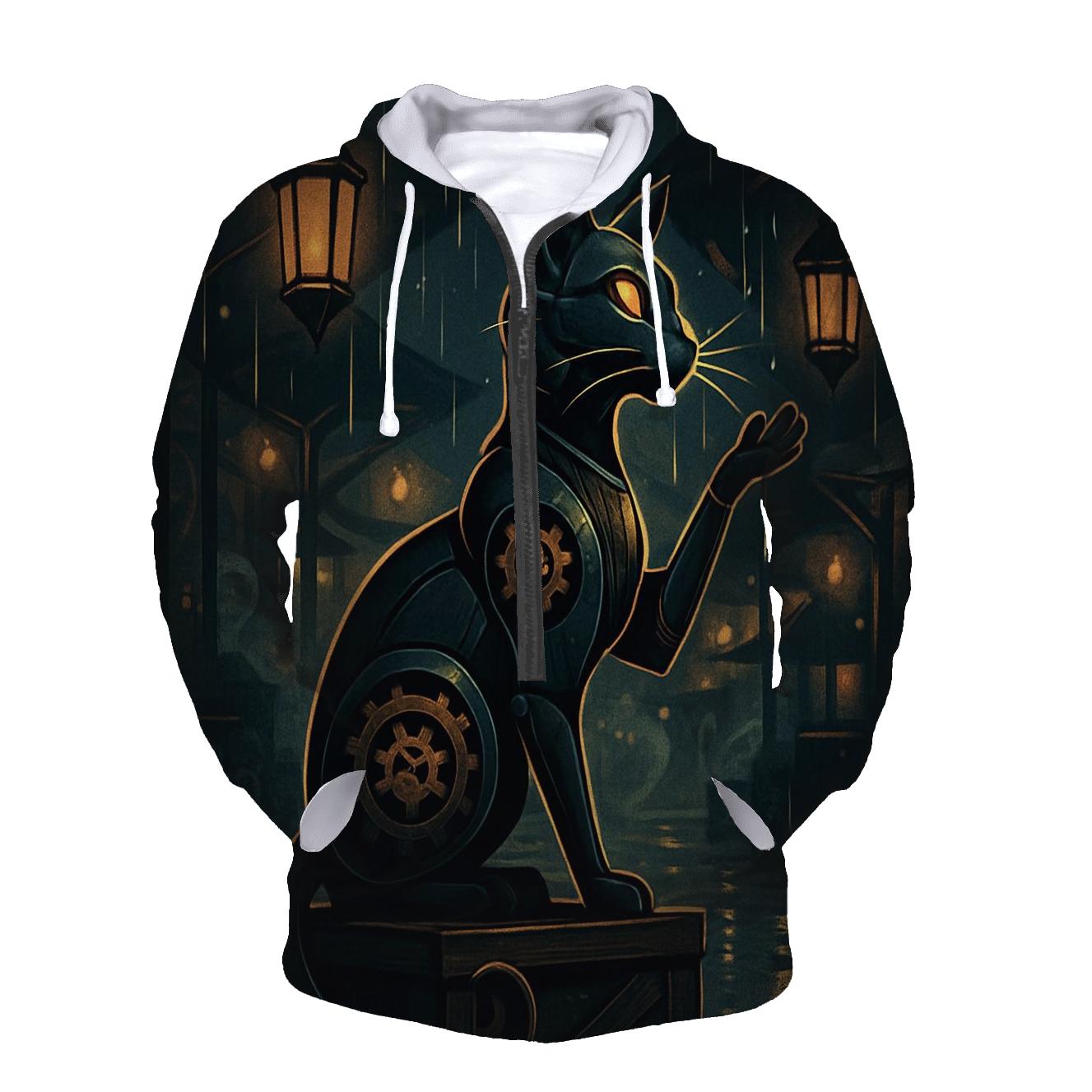 Clockwork Lantern Cat In The Rain Bazaar heavyweight hoodies