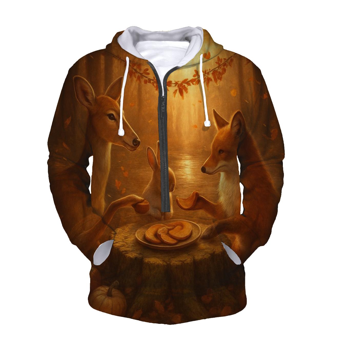 Woodland Feast Under The Amber Canopy heavyweight hoodies