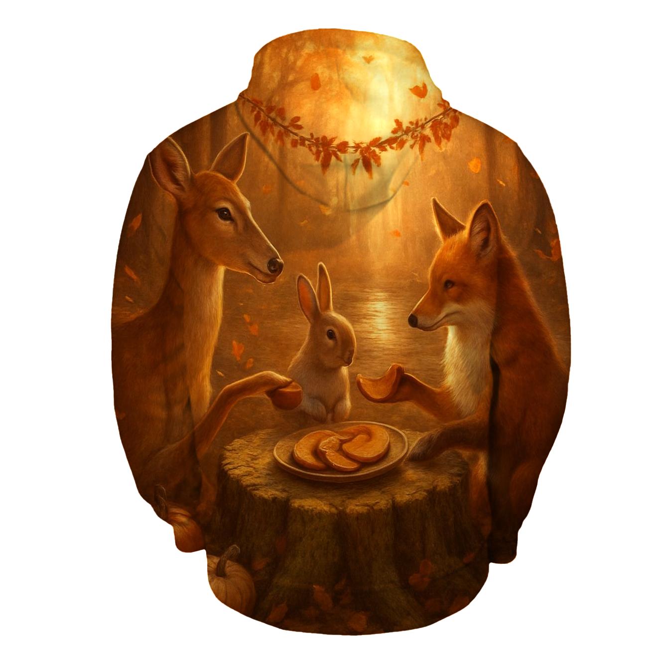 Woodland Feast Under The Amber Canopy heavyweight hoodies