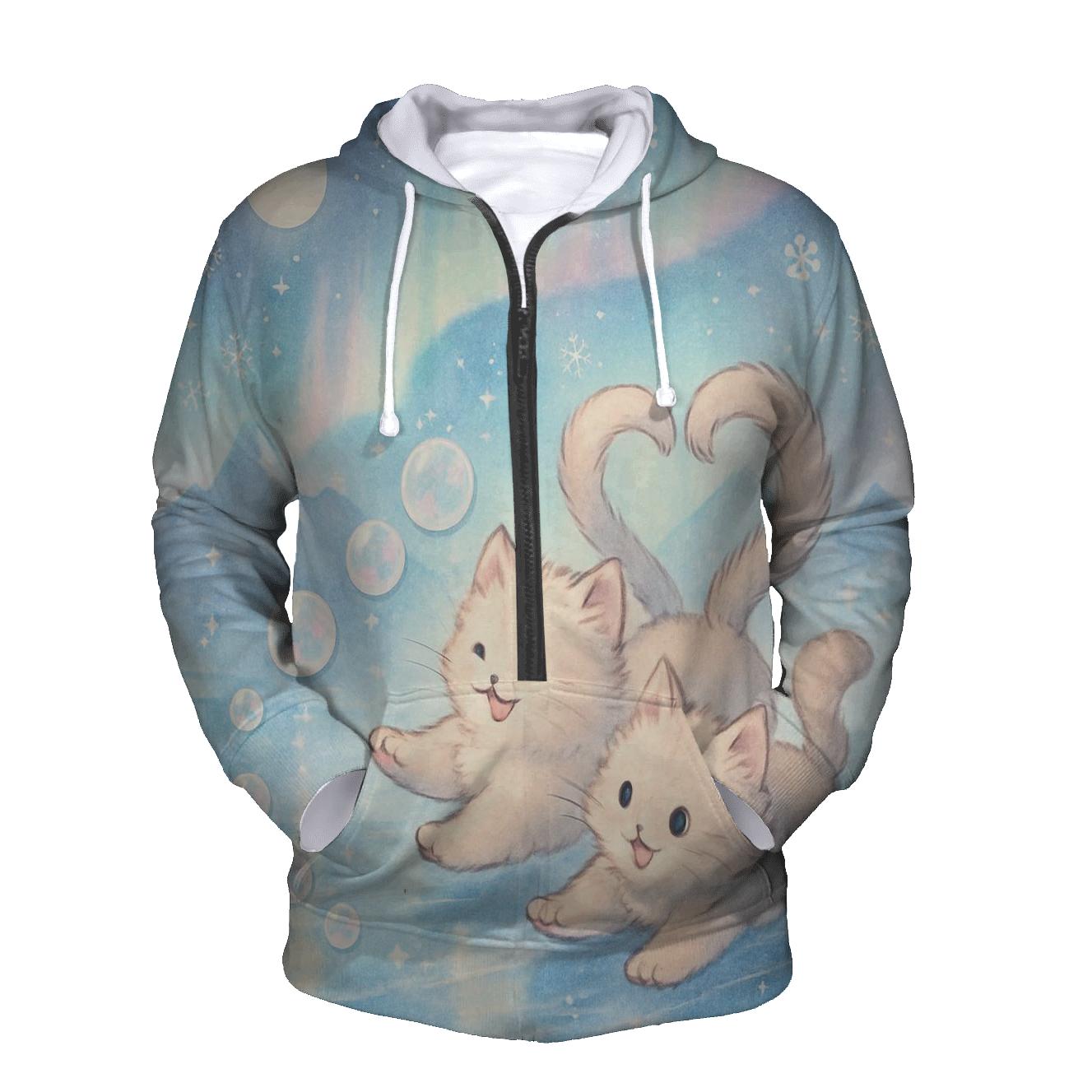 Aurora Bubble Kittens On A Floating Ice Mirror graphic hoodies