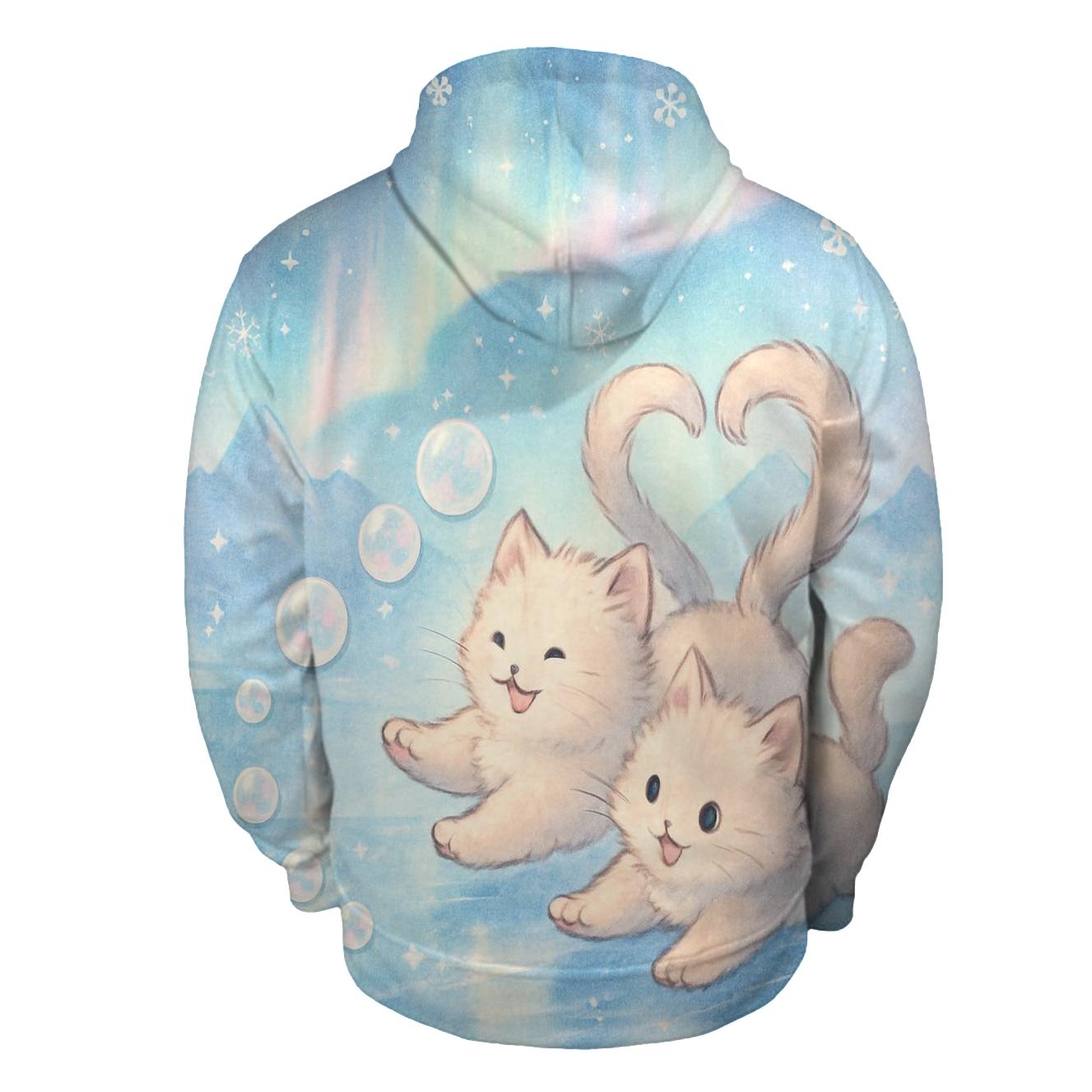 Aurora Bubble Kittens On A Floating Ice Mirror graphic hoodies