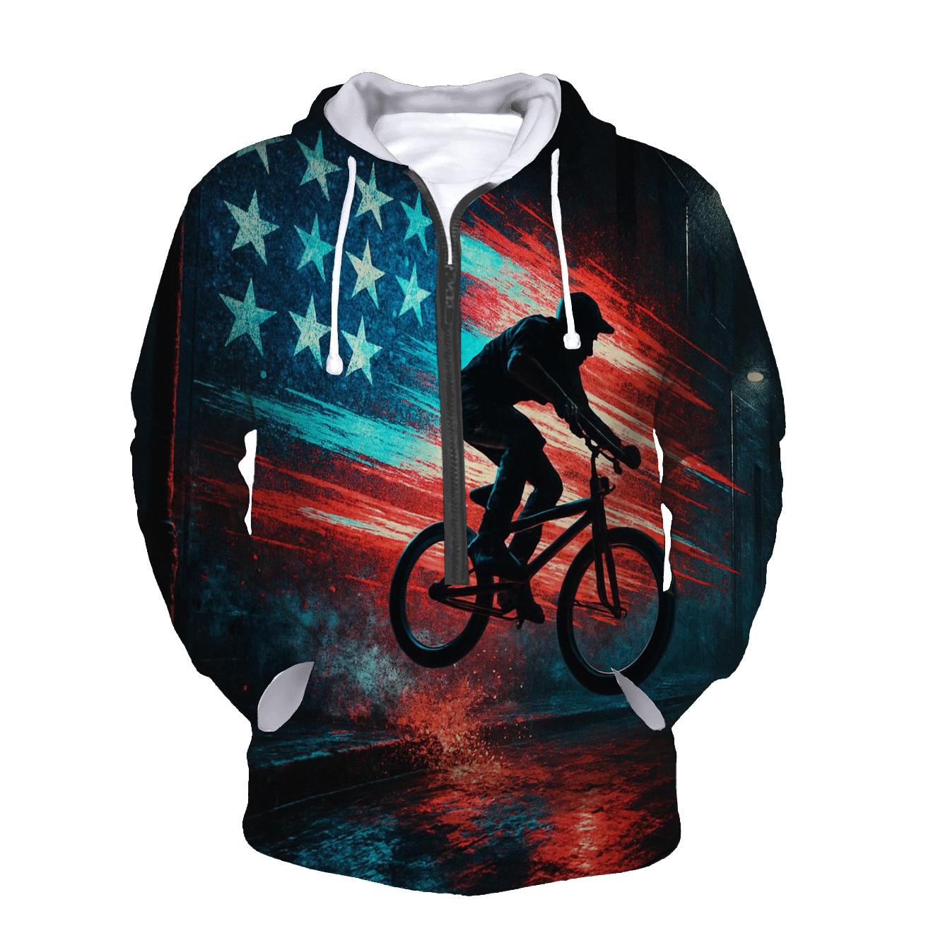 Neon Drift Flag Over Midnight Street graphic hoodies