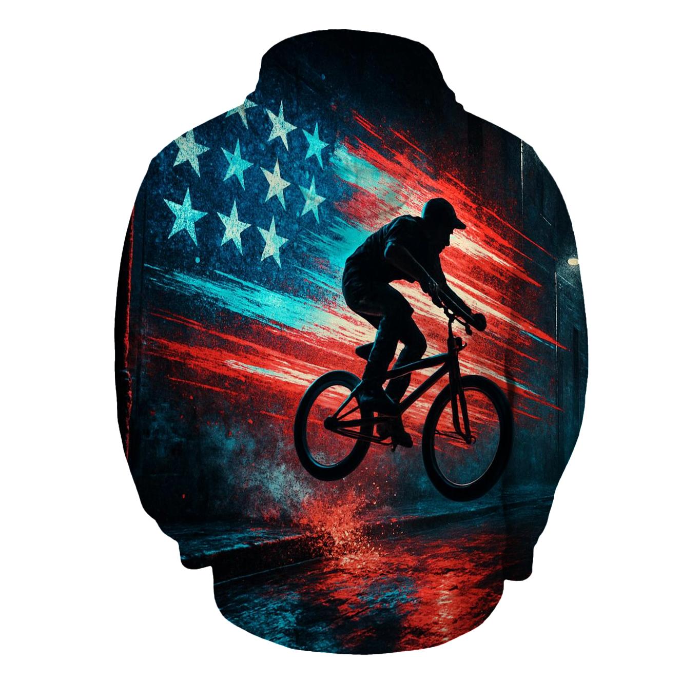 Neon Drift Flag Over Midnight Street graphic hoodies