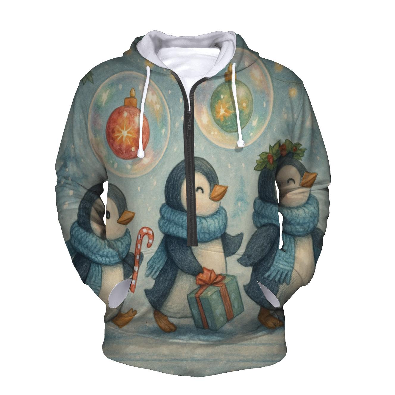 Penguin Parade In Ornament Bubbles lightweight hoodies