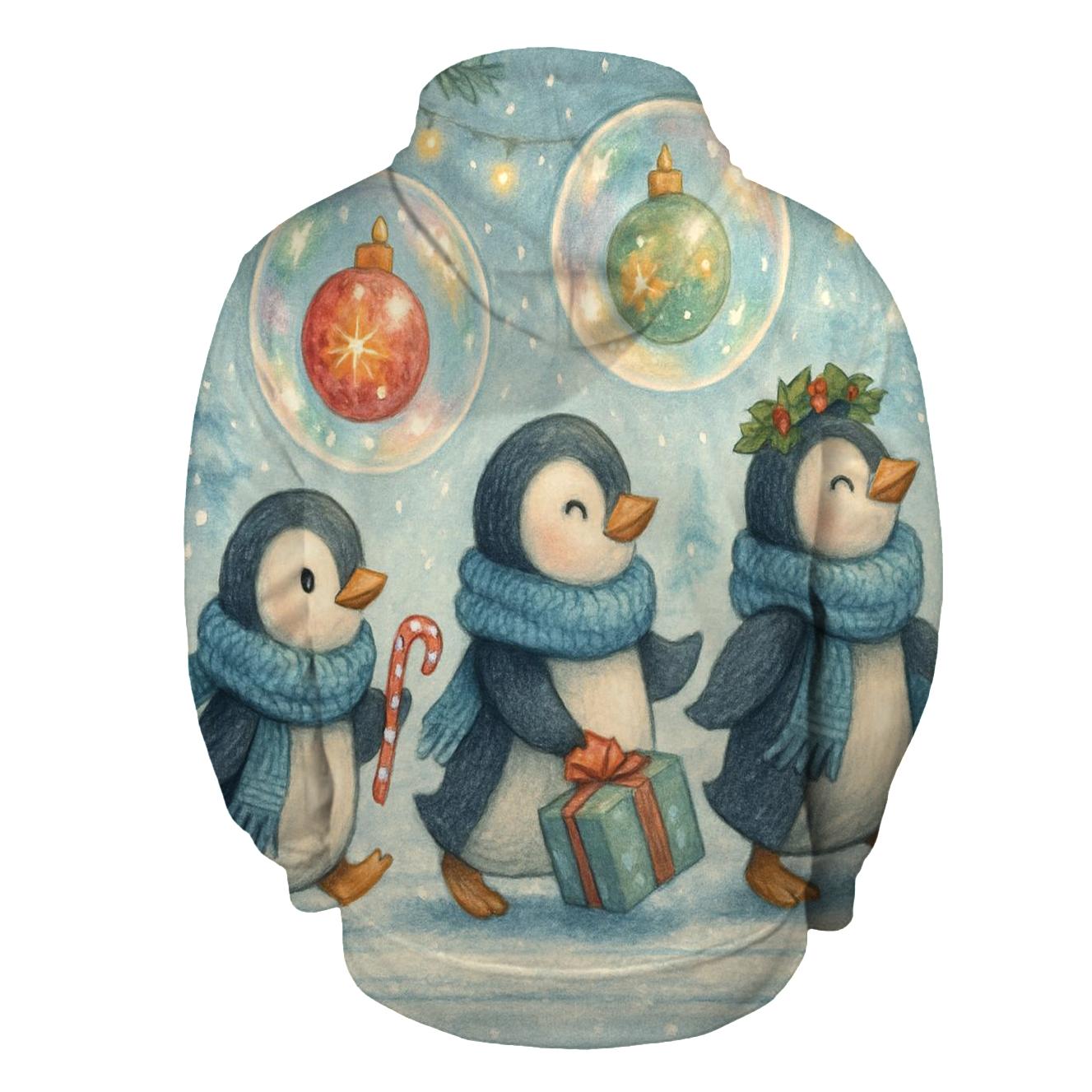 Penguin Parade In Ornament Bubbles lightweight hoodies